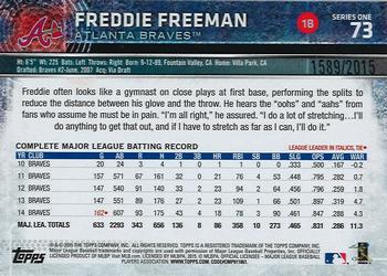 2015 Topps - Gold #73 Freddie Freeman Back