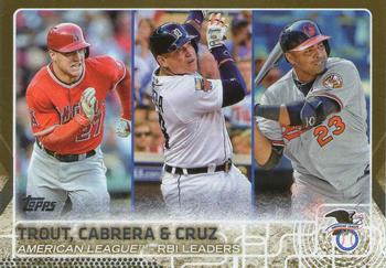 2015 Topps - Gold #98 Mike Trout / Nelson Cruz / Miguel Cabrera Front