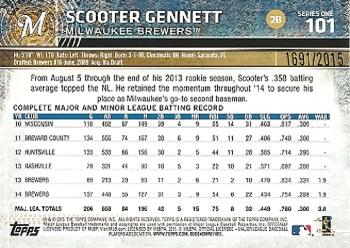 2015 Topps - Gold #101 Scooter Gennett Back
