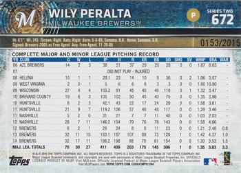 2015 Topps - Gold #672 Wily Peralta Back