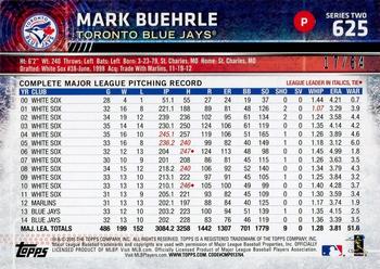 2015 Topps - Black #625 Mark Buehrle Back