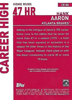 2015 Topps - Career High Autographs (Series One) #CH-HA Hank Aaron Back