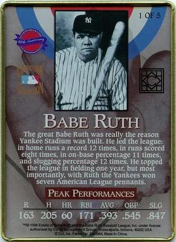 1996 Metallic Impressions The Original Hall Of Fame Electees #1 Babe Ruth Back