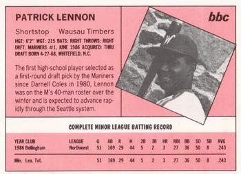 1987 Baseball Cards Magazine Repli-cards #NNO Patrick Lennon Back