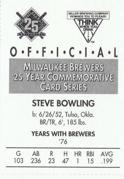 1994 Miller Brewing Milwaukee Brewers #NNO Steve Bowling Back