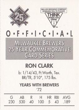 1994 Miller Brewing Milwaukee Brewers #NNO Ron Clark Back