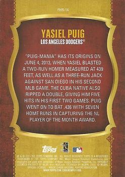 2015 Topps - First Home Run Gold (Series One) #FHR-14 Yasiel Puig Back