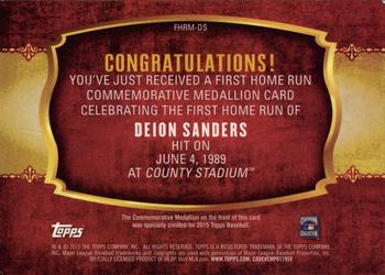 2015 Topps - First Home Run Medallions #FHRM-DS Deion Sanders Back