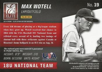 2014 Panini Elite Extra Edition - USA Baseball 18U Game Jerseys #19 Max Wotell Back