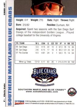 2008 Choice Southern Maryland Blue Crabs #07 Chris Gale Back