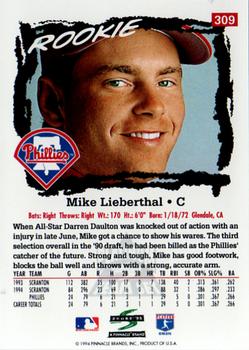 1995 Score - Platinum Team Sets #309 Mike Lieberthal Back