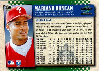1995 Score - Platinum Team Sets #350 Mariano Duncan Back