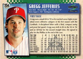 1995 Score - Platinum Team Sets #354 Gregg Jefferies Back
