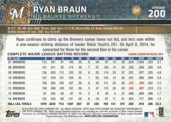2015 Topps Chrome #200 Ryan Braun Back