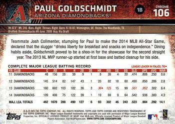 2015 Topps Chrome #106 Paul Goldschmidt Back