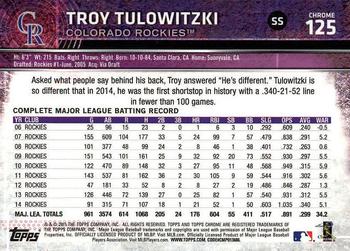 2015 Topps Chrome #125 Troy Tulowitzki Back