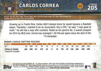 2015 Topps Chrome #205 Carlos Correa Back