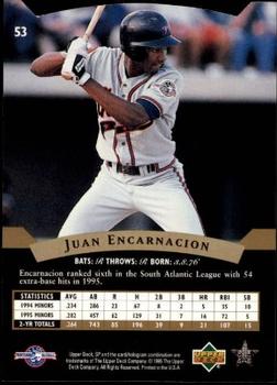1995 SP Top Prospects #53 Juan Encarnacion  Back