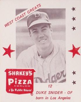 1975 Shakey's Pizza #12 Duke Snider Front