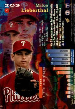 1995 Topps - Stadium Club First Day Issue #203 Mike Lieberthal Back