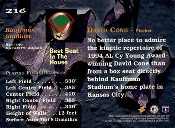 1995 Topps - Stadium Club First Day Issue #216 David Cone Back