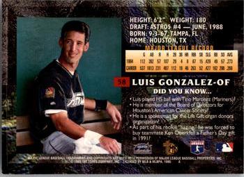 1995 Topps Embossed - Golden Idols #58 Luis Gonzalez Back