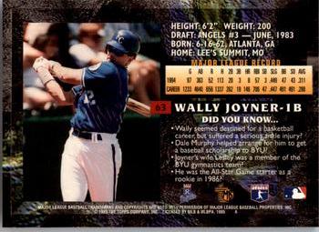 1995 Topps Embossed - Golden Idols #63 Wally Joyner Back
