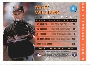 1995 Topps - Total Bases (Finest) #5 Matt Williams Back