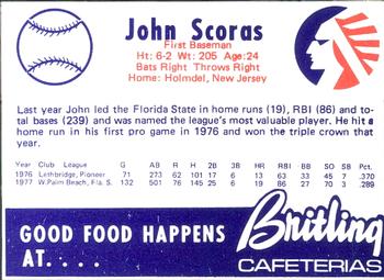 1978 Britling Cafeterias Memphis Chicks #NNO John Scoras Back