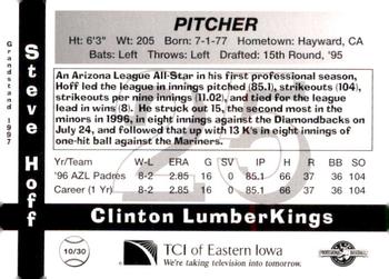 1997 Grandstand Clinton LumberKings #10 Steve Hoff Back