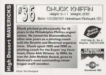 1997 Grandstand High Desert Mavericks #NNO Chuck Kniffin Back