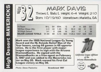 1997 Grandstand High Desert Mavericks Update #13 Mark Davis Back