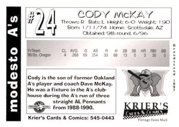 1997 Grandstand Modesto A's #NNO Cody McKay Back