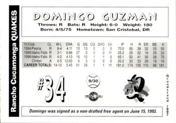 1997 Grandstand Rancho Cucamonga Quakes #NNO Domingo Guzman Back