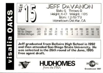 1997 Grandstand Visalia Oaks #NNO Jeff DaVanon Back