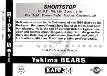 1997 Grandstand Yakima Bears #10 Ricky Bell Back