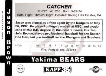1997 Grandstand Yakima Bears #4 Jason Brown Back