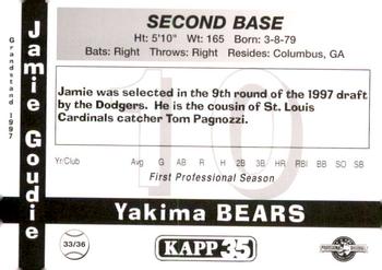 1997 Grandstand Yakima Bears #33 Jamie Goudie Back