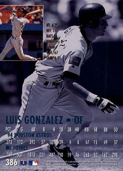 1995 Ultra - Gold Medallion #386 Luis Gonzalez Back