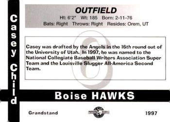1997 Grandstand Boise Hawks #NNO Casey Child Back