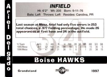1997 Grandstand Boise Hawks #NNO Ariel Delgado Back