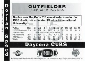 1998 Grandstand Daytona Cubs #NNO Dorian Speed Back