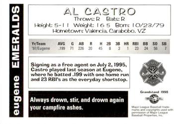 1998 Grandstand Eugene Emeralds #NNO Al Castro Back