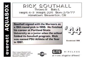 1998 Grandstand Everett AquaSox #NNO Rick Southall Back