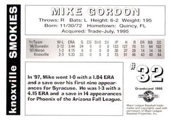1998 Grandstand Knoxville Smokies #NNO Mike Gordon Back