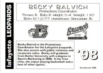 1998 Grandstand Lafayette Leopards #NNO Becky Balvich Back