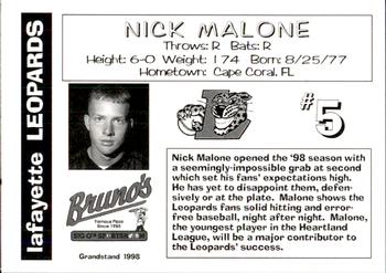 1998 Grandstand Lafayette Leopards #NNO Nick Malone Back