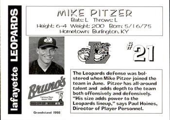1998 Grandstand Lafayette Leopards #NNO Mike Pitzer Back