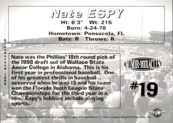 1998 Grandstand Martinsville Phillies #NNO Nate Espy Back
