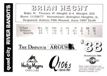 1998 Grandstand Quad City River Bandits #NNO Brian Hecht Back